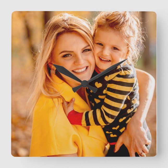 Reloj Cuadrado Añadir su propia foto | Plantilla (Anverso)