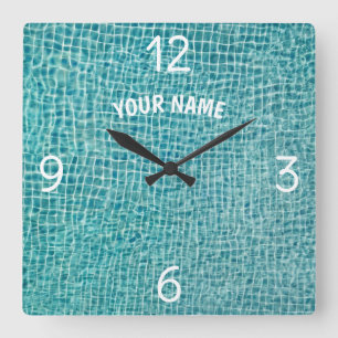 Reloj Cuadrado Añadir tu nombre y foto piscina Water Lar