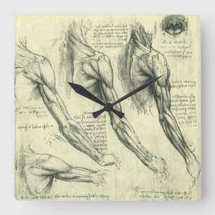 Reloj Cuadrado Anatomía del brazo y hombro de Leonardo da Vinci
