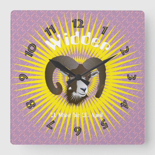 Reloj Cuadrado Ancha 21. März bis 20. April Uhr (Anverso)