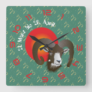 Reloj Cuadrado Ancha 21. März bis 20. April Uhr