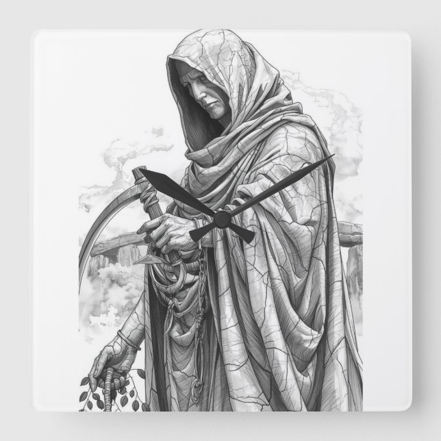 Reloj Cuadrado Ancient Chronos Marble Statue - Father Time with S (Anverso)