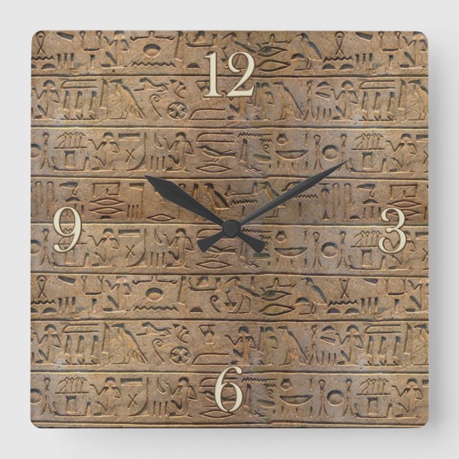 Reloj Cuadrado Ancient Egyptian Hieroglyphs Designer Clock (Anverso)