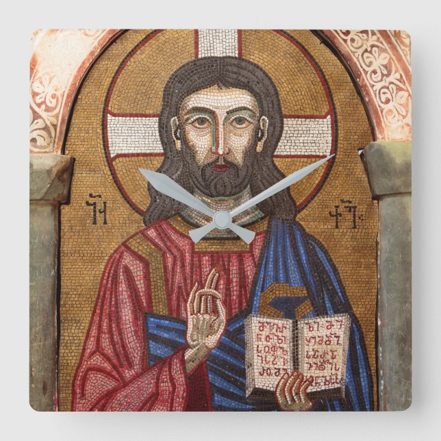 Reloj Cuadrado Ancient Jesus Mosaic (Anverso)