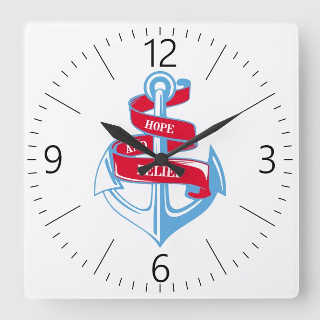 Reloj Cuadrado Ancla (Anverso)