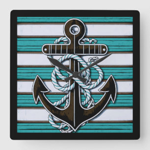 Reloj Cuadrado Ancla náutica