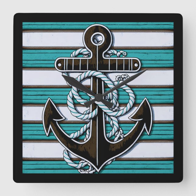 Reloj Cuadrado Ancla náutica (Anverso)