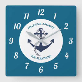 Reloj Cuadrado Anclaje de barca del patrón náutico del personaliz