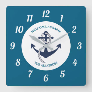 Reloj Cuadrado Anclaje de barca del patrón náutico del personaliz