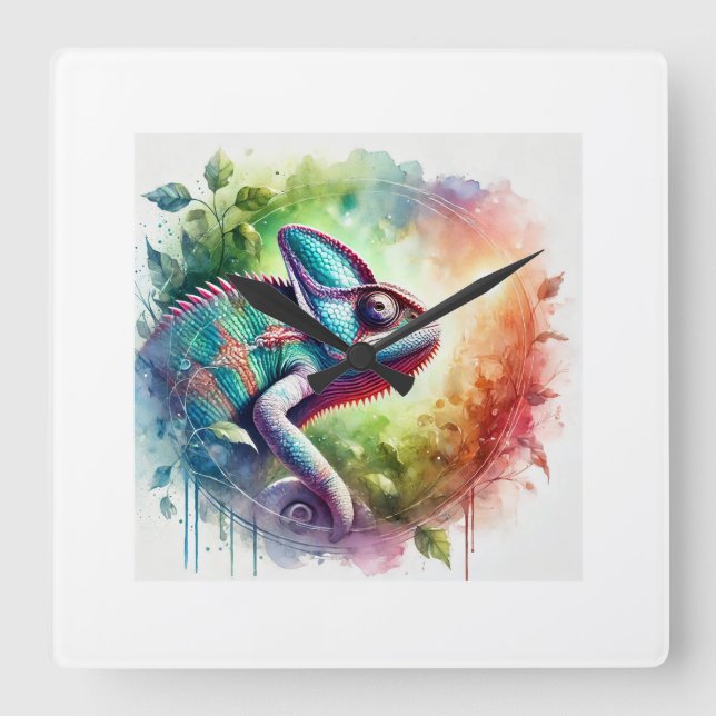 Reloj Cuadrado Andean Chameleon 280824AREF145 - Watercolor (Anverso)