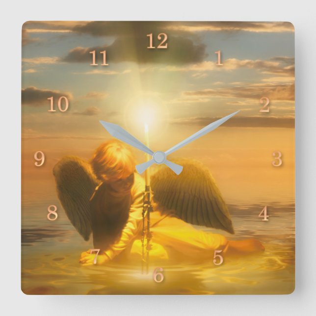 Reloj Cuadrado Angel Child LIGHT THE WORLD (Anverso)