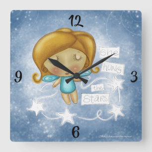 Reloj Cuadrado Angel cuelga las estrellas