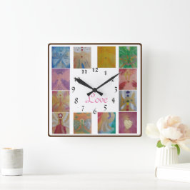 Reloj Cuadrado Angel Photo Collage Love Family Wanduhr