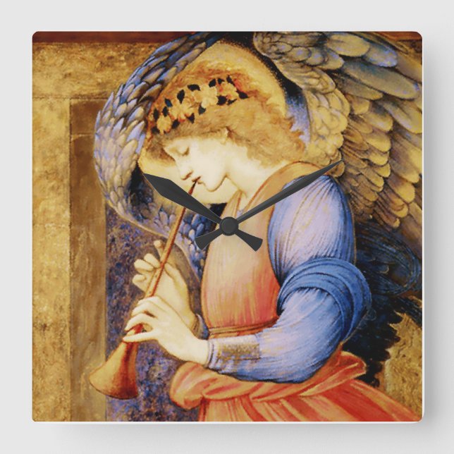 Reloj Cuadrado “Ángel tocando un flageolet” de Edward Burne Jones (Anverso)