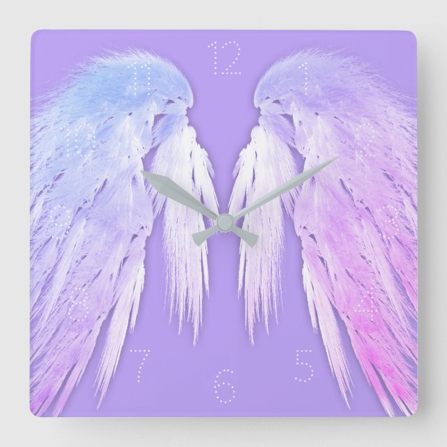 Reloj Cuadrado ANGEL WINGS Hada Púrpura Numerado (Anverso)