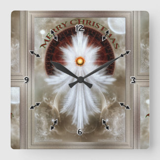 Reloj Cuadrado Angel Wings Snowflake Feliz Navidad