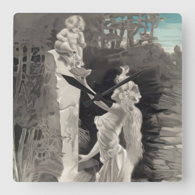 Reloj Cuadrado Ángel y Diosa Valentine (Anverso)