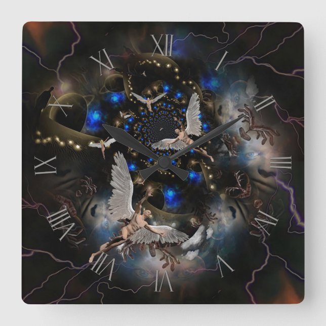 Reloj Cuadrado Ángeles en túnel de almas (Anverso)