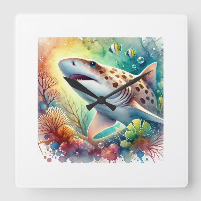 Reloj Cuadrado Angelshark painting 210724AREF147 - Watercolor (Anverso)