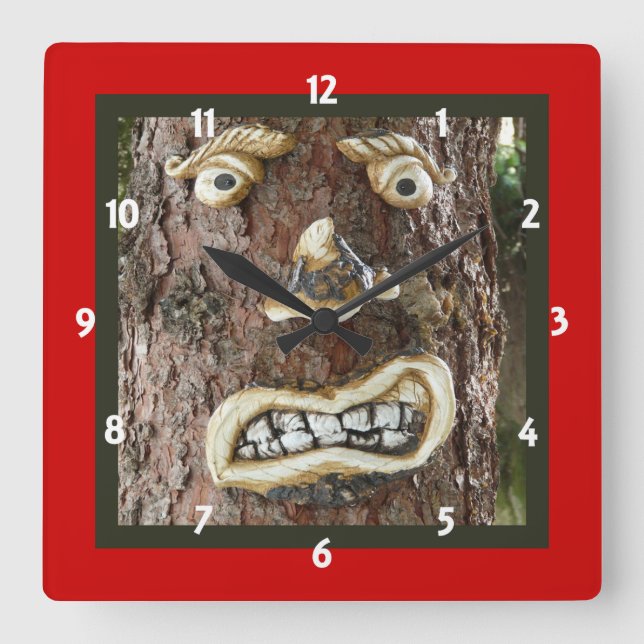 Reloj Cuadrado Angry Face Tree (Anverso)