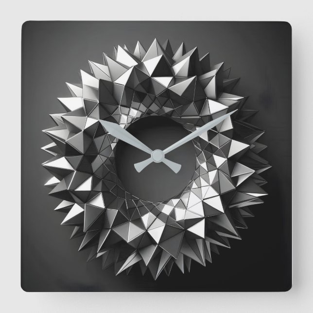 Reloj Cuadrado anillo abstracto con pirámides irregulares (Anverso)