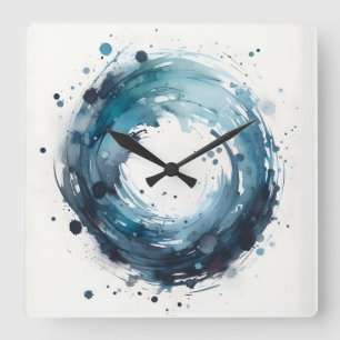 Reloj Cuadrado anillo abstracto de acuarela