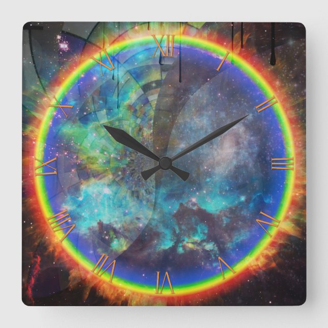 Reloj Cuadrado Anillo de fuego en el espacio (Anverso)