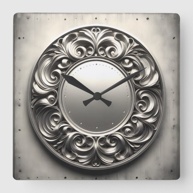 Reloj Cuadrado anillo ornamental (Anverso)