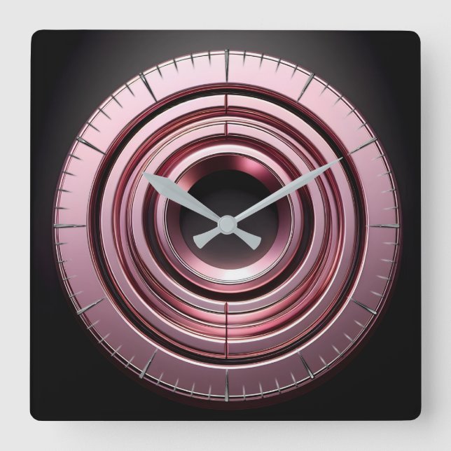 Reloj Cuadrado anillos rosados (Anverso)