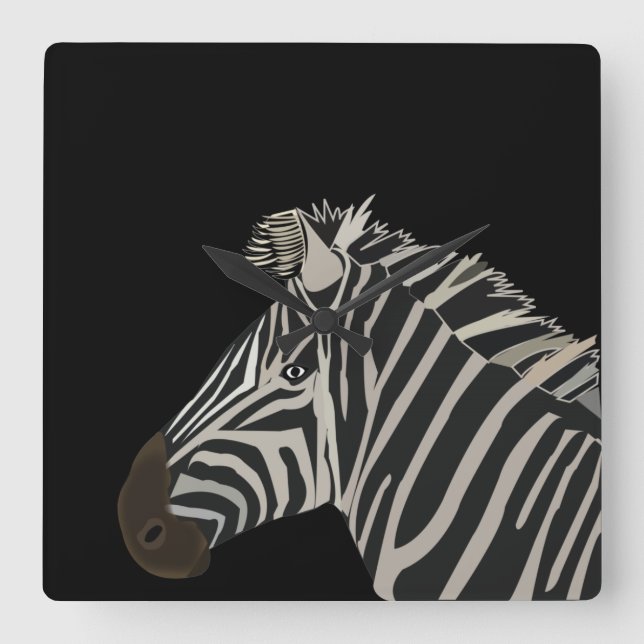Reloj Cuadrado Animal cebra  (Anverso)