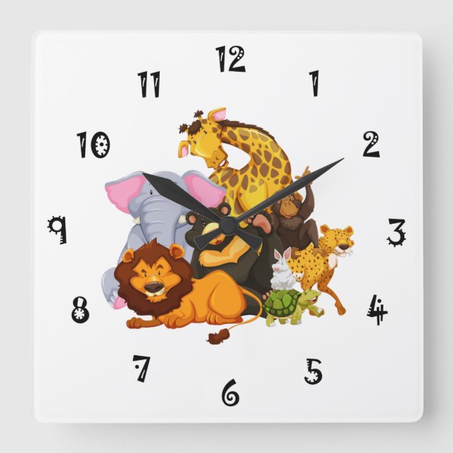 Reloj Cuadrado Animal Collection Wall Clock (Anverso)