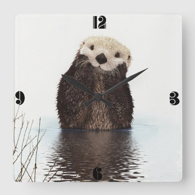 Reloj Cuadrado Animales adorables y esponjosos (Anverso)