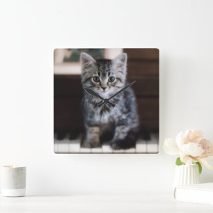 Reloj Cuadrado Animales de bebé más afectados Gatito en llaves