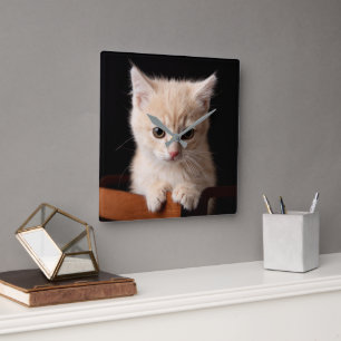 Reloj Cuadrado Animales de bebé más afectados   Ginger Kitten