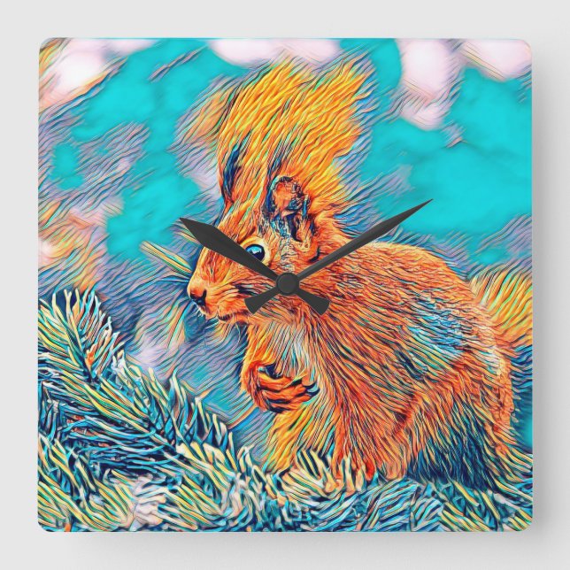 Reloj Cuadrado AnimalMix_Squirrel_001 (Anverso)