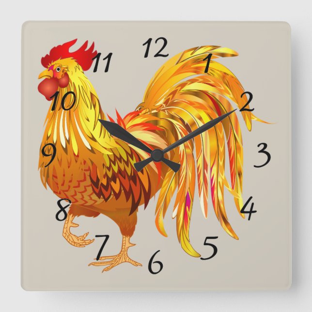 Reloj Cuadrado Animated Rooster (Anverso)