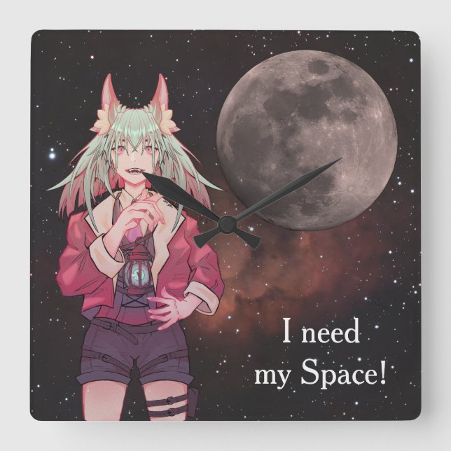 Reloj Cuadrado Anime, full moon, Nebula  (Anverso)