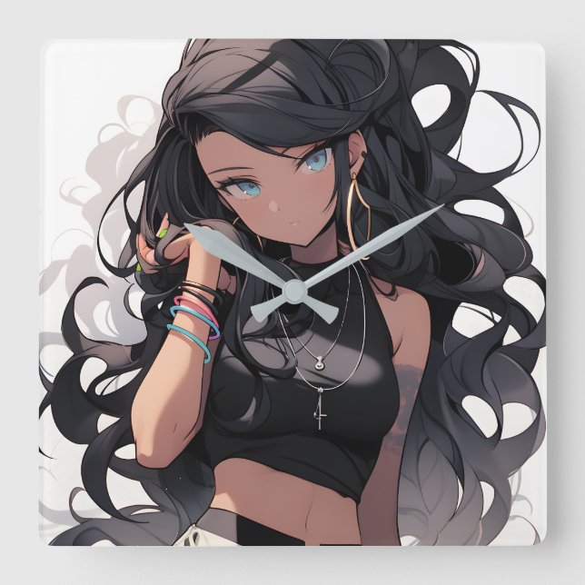 Reloj Cuadrado Anime girl #3 (Anverso)