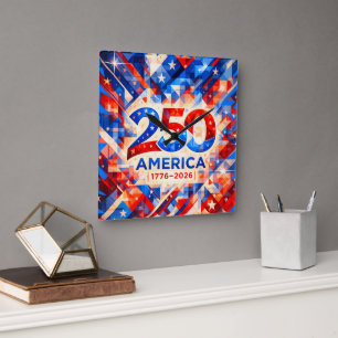 Reloj Cuadrado Aniversario 250 de América 1776–2026 USA Patriótic