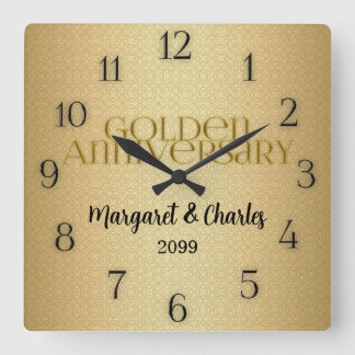 Reloj Cuadrado Aniversario de Bodas de Oro 50 Nombre