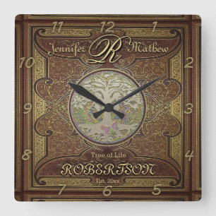 Reloj Cuadrado Aniversario de encargo del árbol de familia del