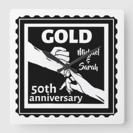 Reloj Cuadrado Aniversario del boda de Oro en la mano 50
