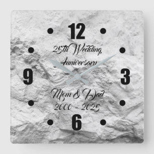 Reloj Cuadrado Aniversario del Boda Silver Rock 25