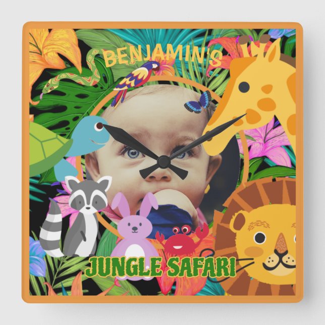 Reloj Cuadrado Aniversario del Safari de la Selva Animal Zoológic (Anverso)