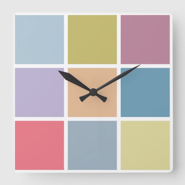 Reloj Cuadrado Ann Arbor Pastel Chalk Squares (Anverso)