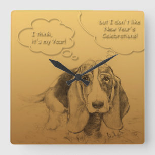 Reloj Cuadrado Año Chino Humorístico Vietnamita de Perro en Plaza
