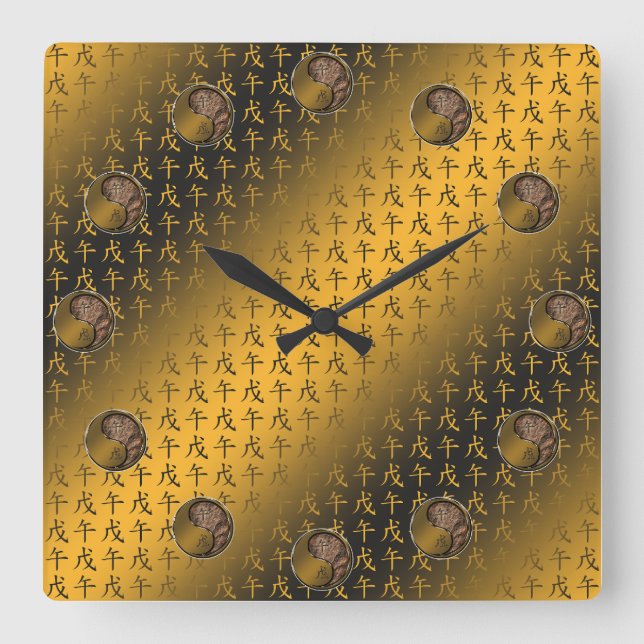 Reloj Cuadrado Año del Caballo de Tierra (Anverso)