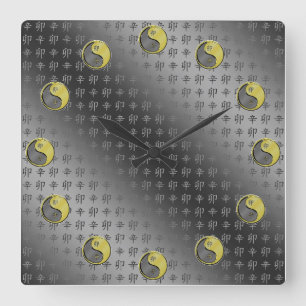 Reloj Cuadrado Año del Conejo de Metal