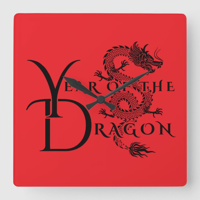 Reloj Cuadrado Año del dragón (Anverso)