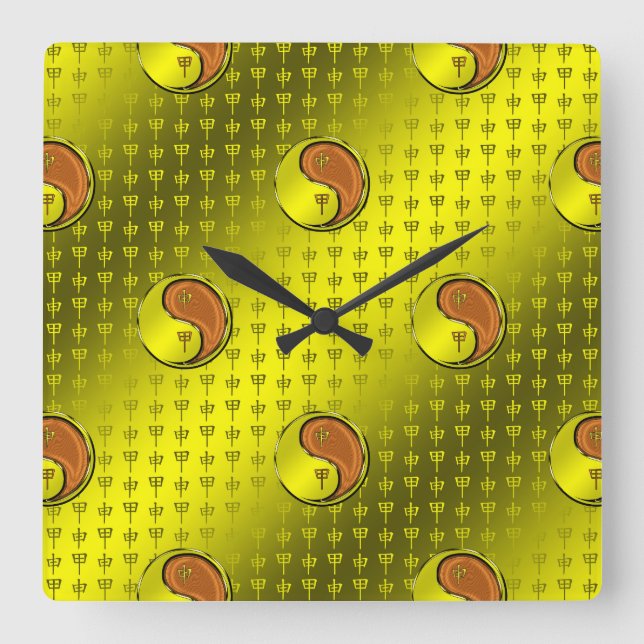 Reloj Cuadrado Año del Mono de Madera (Anverso)